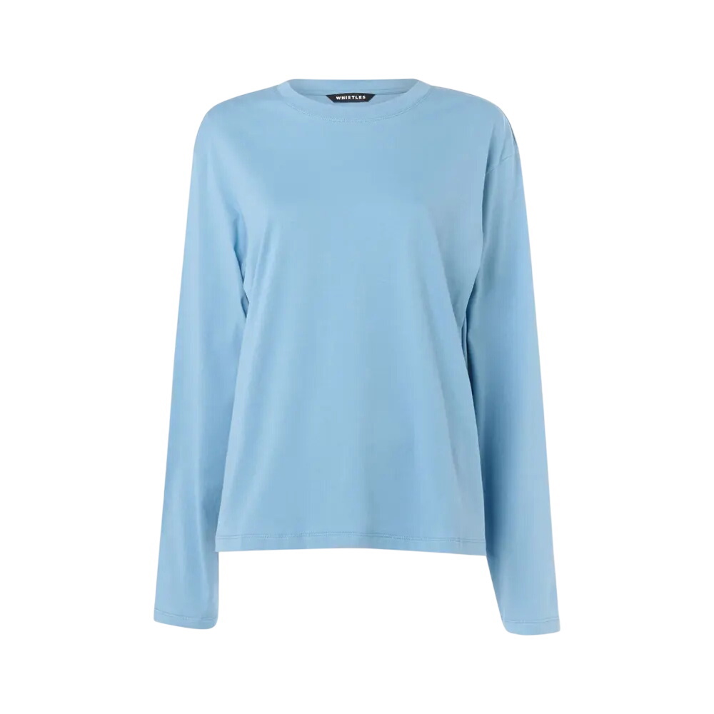 Whistles Blue Relaxed Long Sleeve Tee